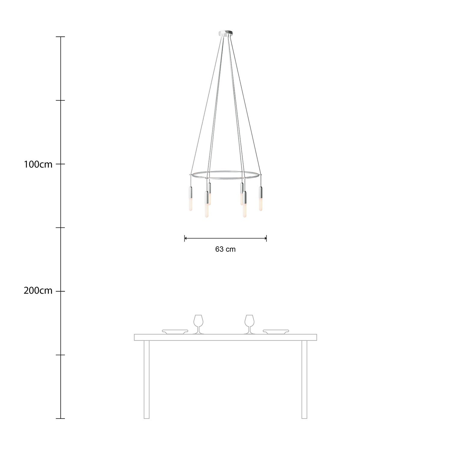 Lustre Cage avec 6 bras P-Light