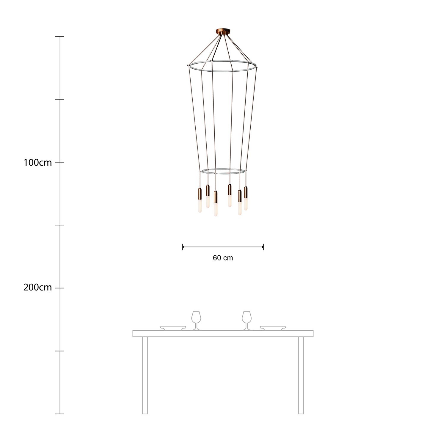 Lustre 2 Cage avec 6 bras P-Light