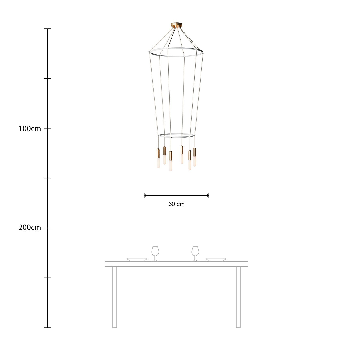 Lustre 2 Cage avec 6 bras P-Light