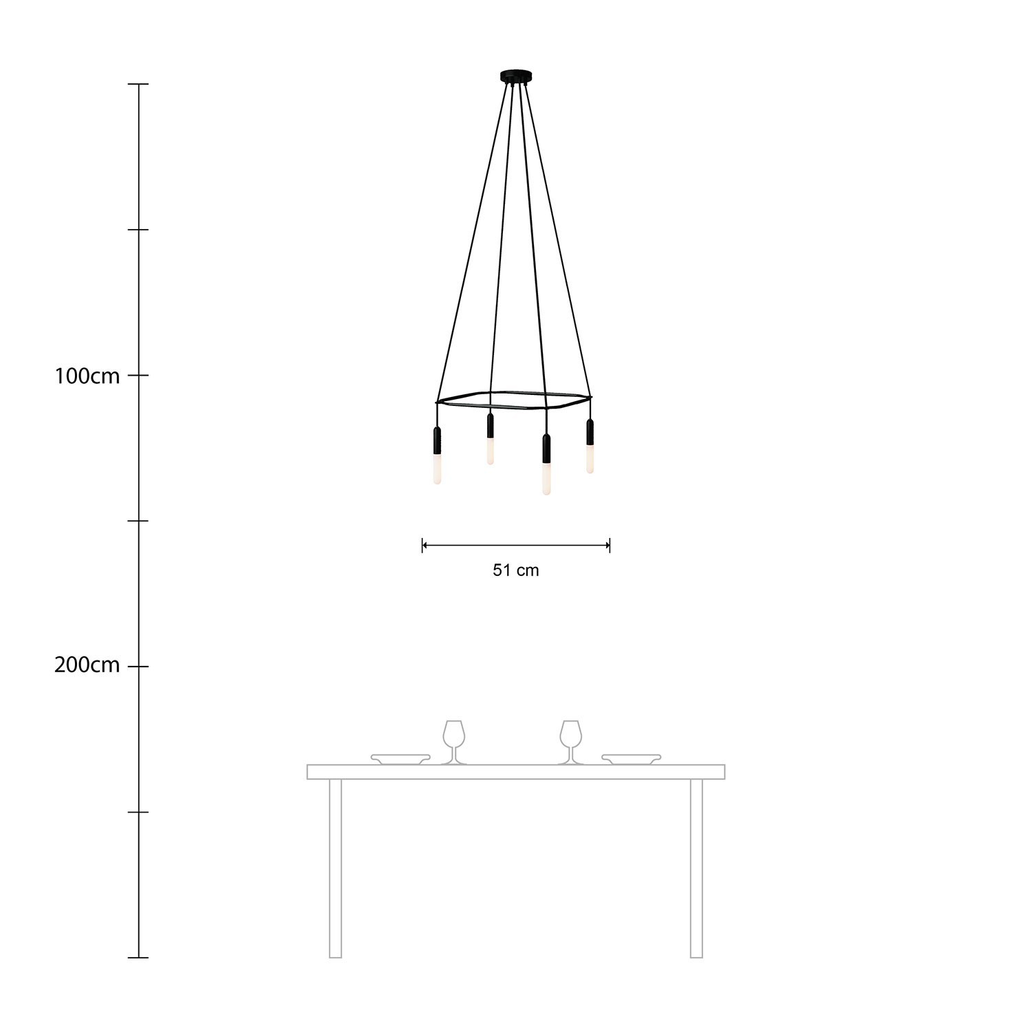 Lustre Cage avec 4 bras P-Light