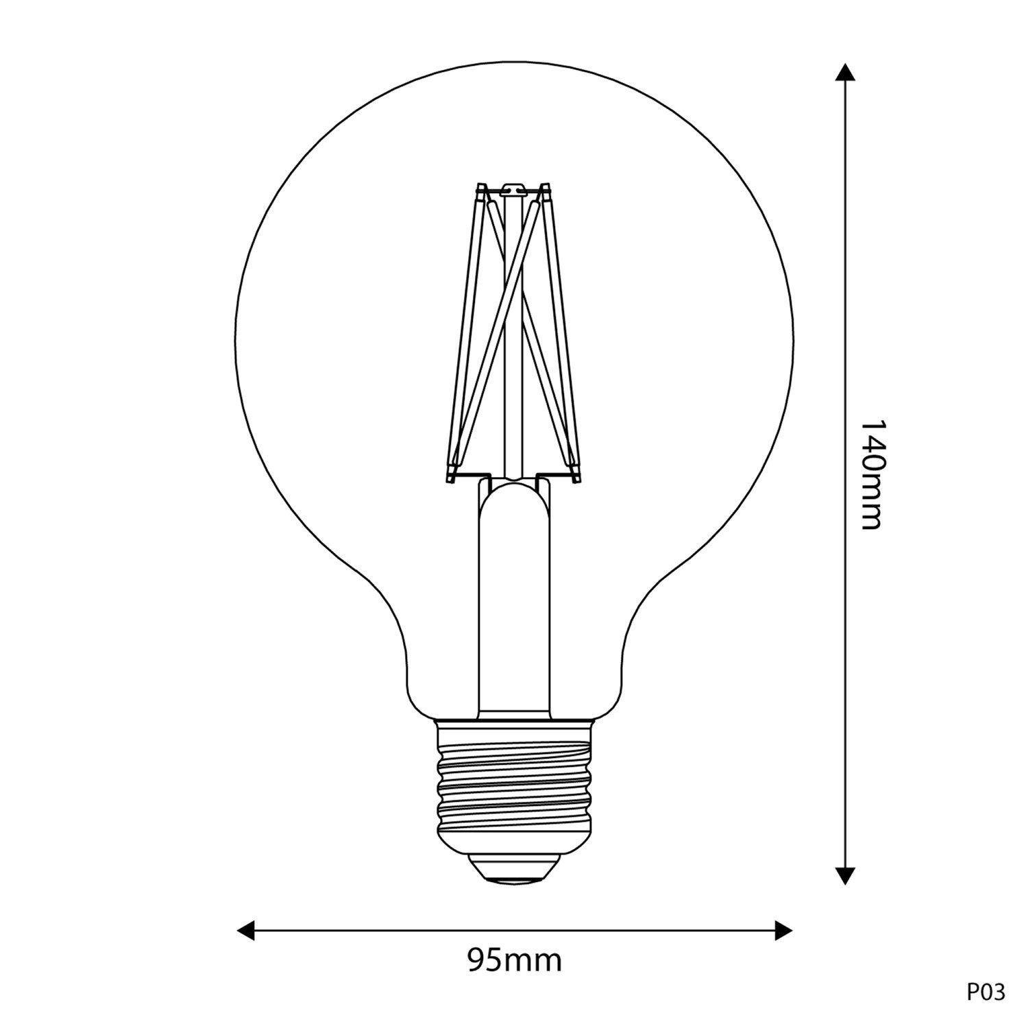 Ampoule LED Effet Porcelaine IRC 95 G95 7W 640Lm E27 2700K Dimmable - P03