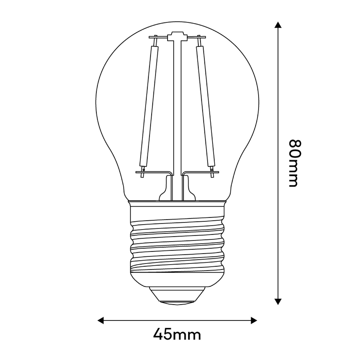 Ampoule LED transparente G45 2W 136Lm E27 2700K - E08