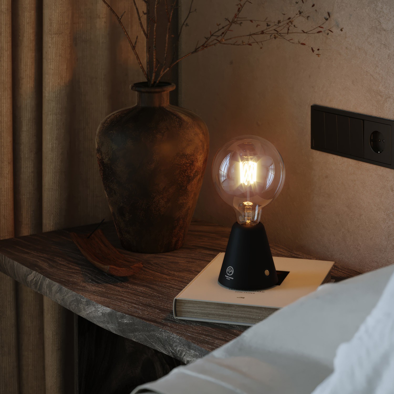 Lampe portable et rechargeable Cabless01 avec ampoule - personnalisable (min 20 pièces)