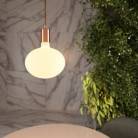 Pendant lamp with textile cable and contrasting metal details - Made in Italy