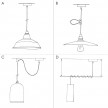 Suspension fabriquée en Italie avec câble textile, abat-jour Harbour et finition en métal - complète avec ampoule