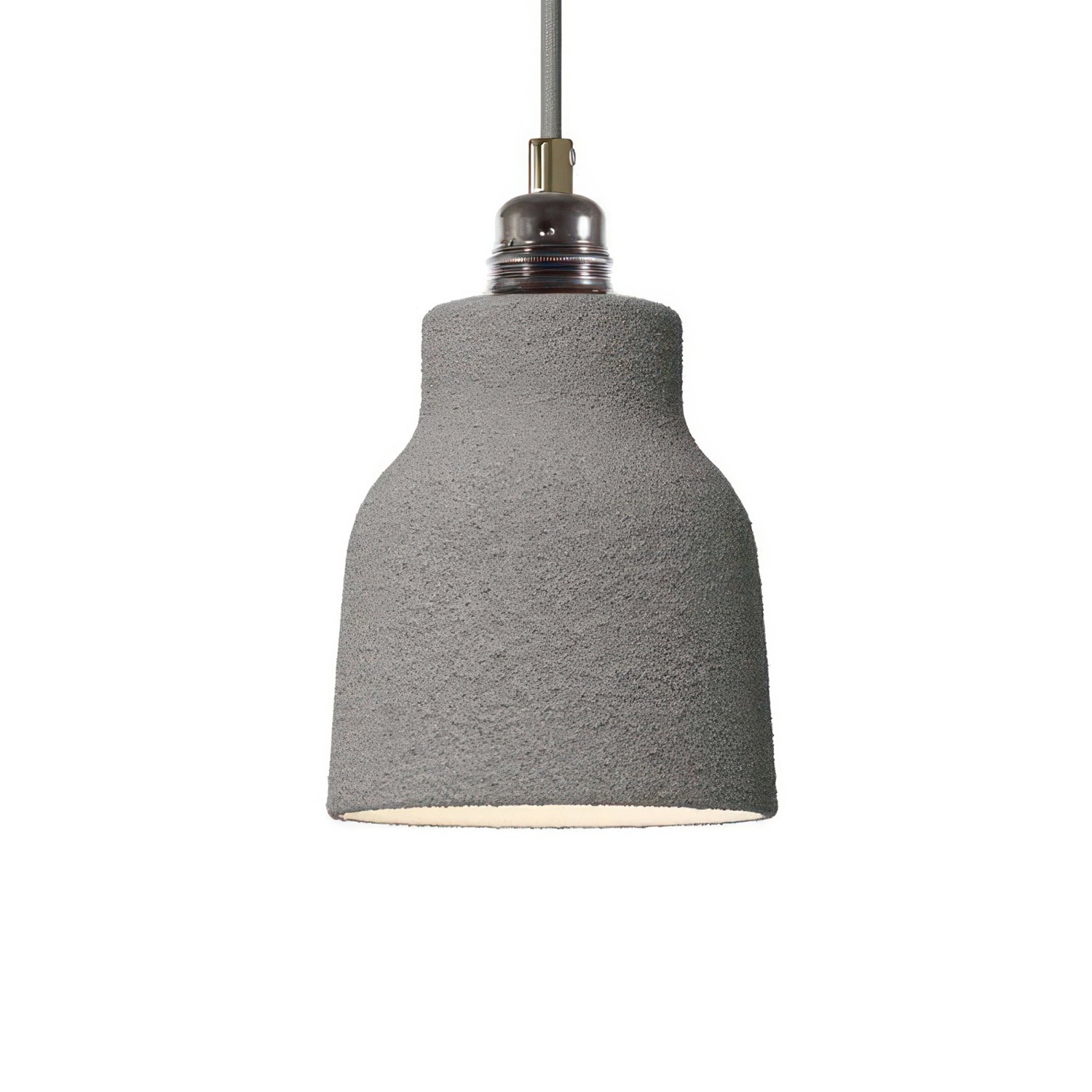 Pendant lamp with textile cable, Vase ceramic lampshade and metal details - Made in Italy