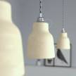 Pendant lamp with textile cable, Vase ceramic lampshade and metal details - Made in Italy