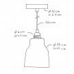 Suspension fabriquée en Italie avec câble textile, abat-jour Vase en céramique et finition en métal - complète avec ampoule