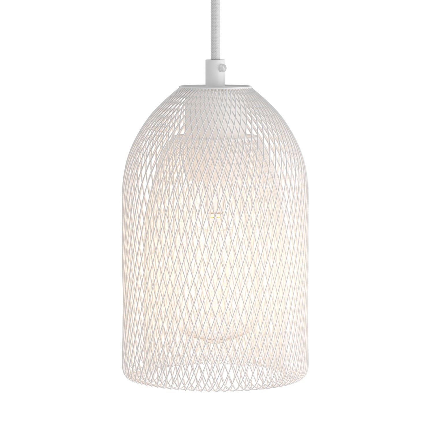 Pendant lamp with textile cable, Ghostbell lampshade and metal details - Made in Italy