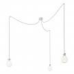 Spider - Lampe suspension multiple 3 bras Made in Italy avec câble textile et abat-jour Drop