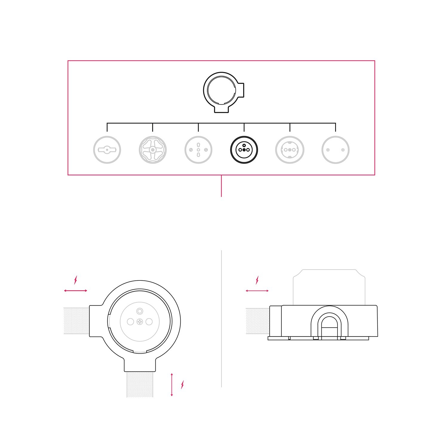 Kit de prise murale de type français et support pour Creative-Tubes en porcelaine