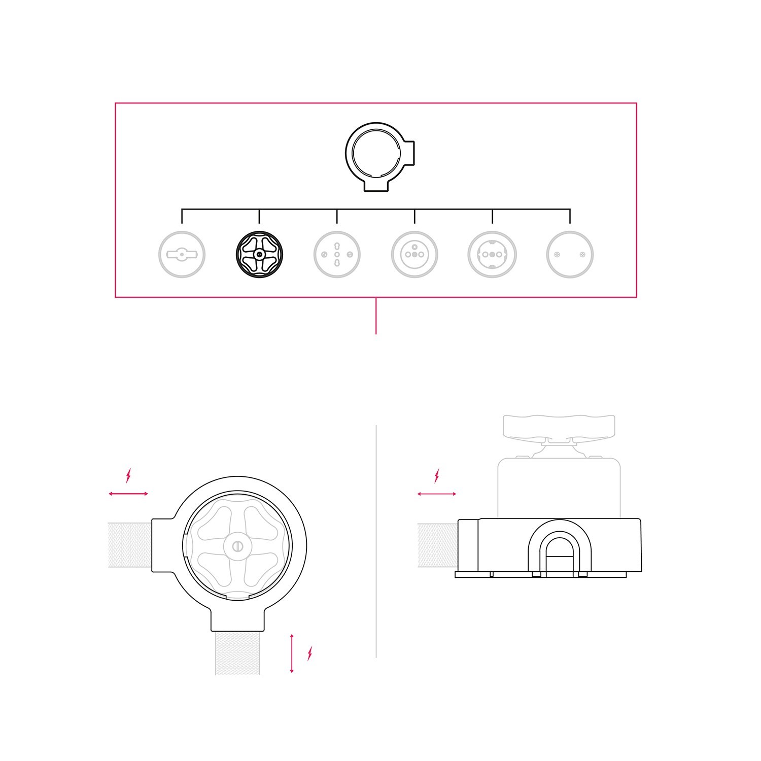 Kit interrupteur/déviateur à bascule avec bouton et base pour Creative-Tubes en porcelaine blanche