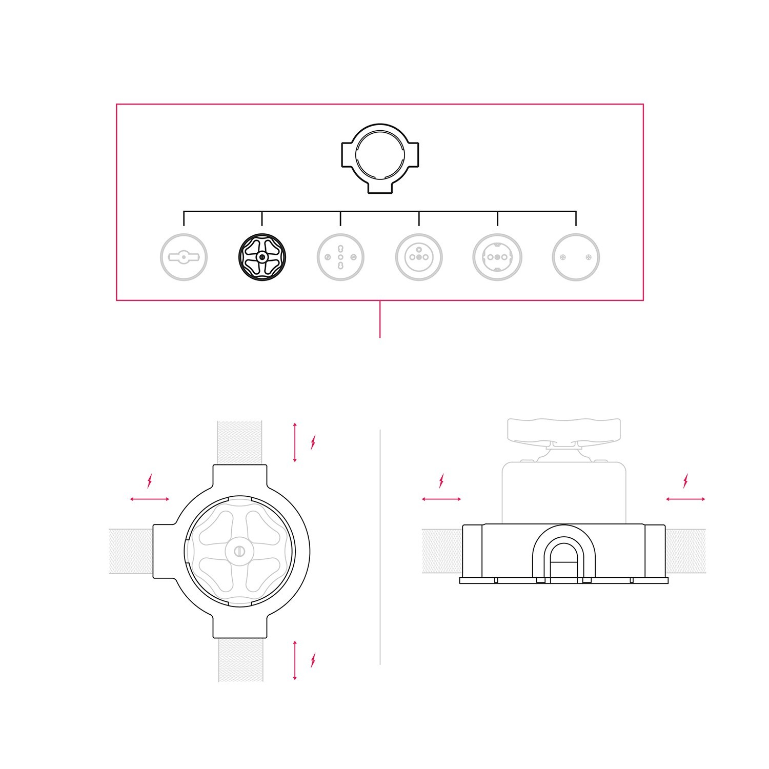 Kit interrupteur/déviateur à bascule avec bouton et base pour Creative-Tubes en porcelaine blanche