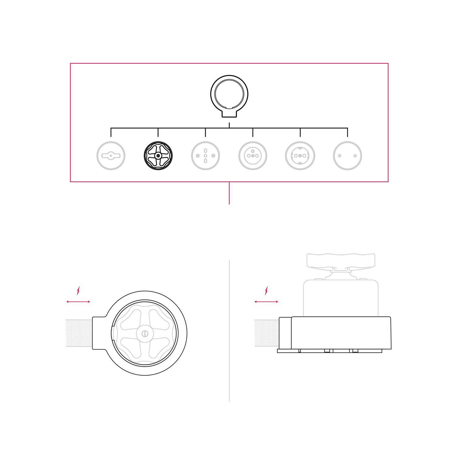 Kit interrupteur/déviateur avec bouton et base pour Creative-Tubes en porcelaine noire