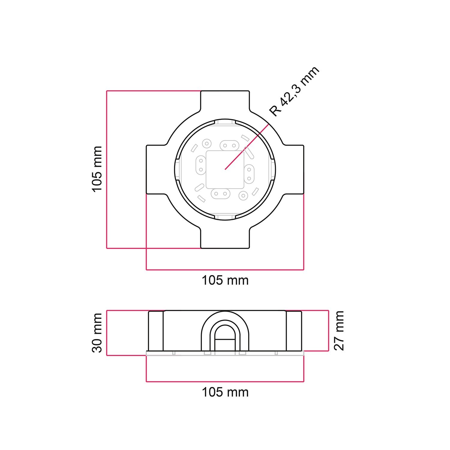 Base en porcelaine pour prise électrique et interrupteur/déviateur compatible avec Creative-Tubes - de 1 à 4 sorties