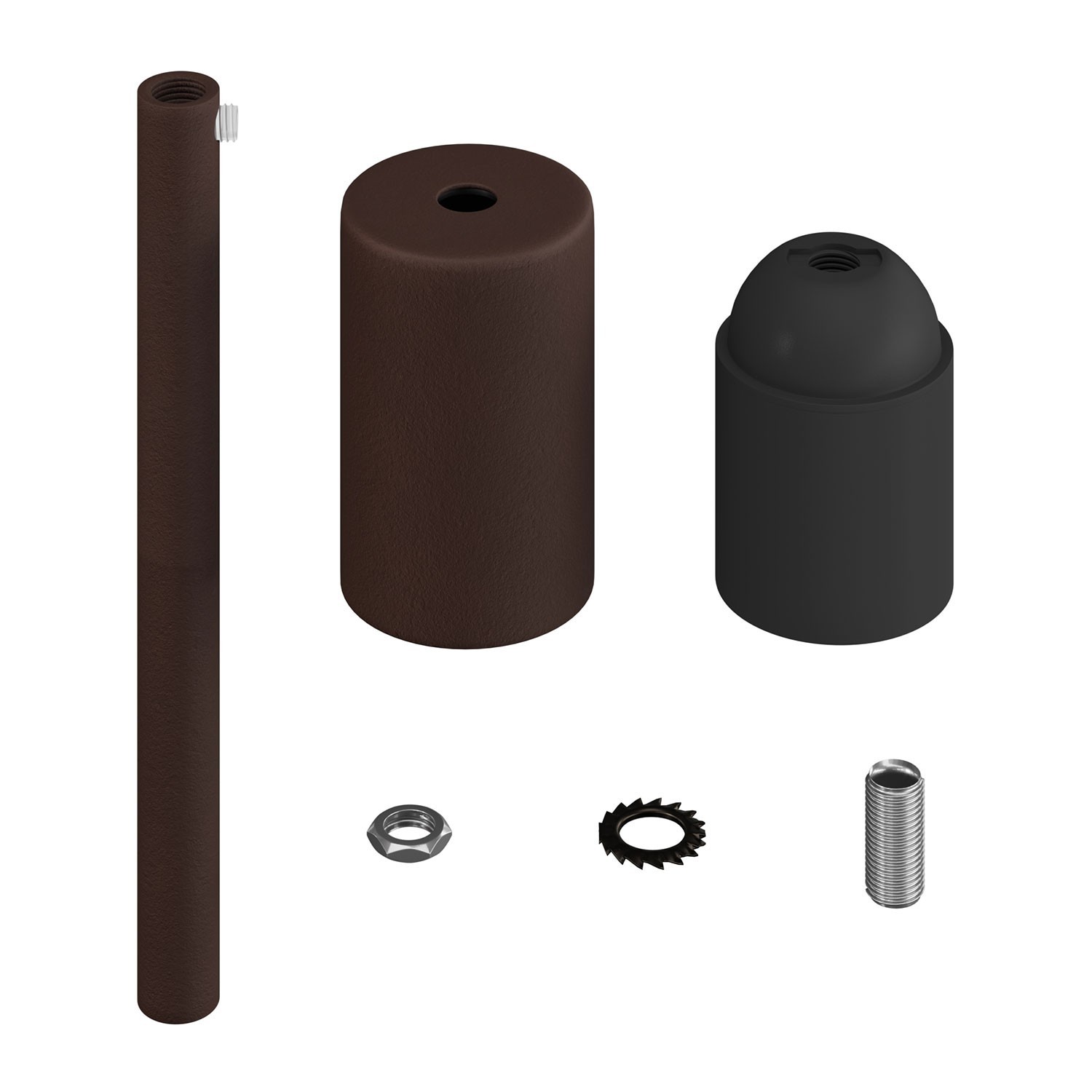 Kit douille E27 cylindrique en métal avec serre-câble de 15 cm