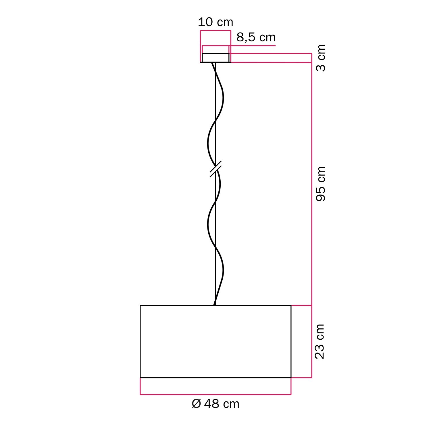 Cilindro Medium stoffen hanglamp met lampenkap - Made in Italy