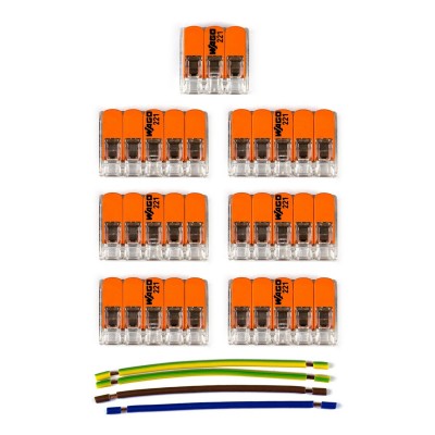 Kit de connexion WAGO compatible avec câble 3x pour Rosace à 6 trous