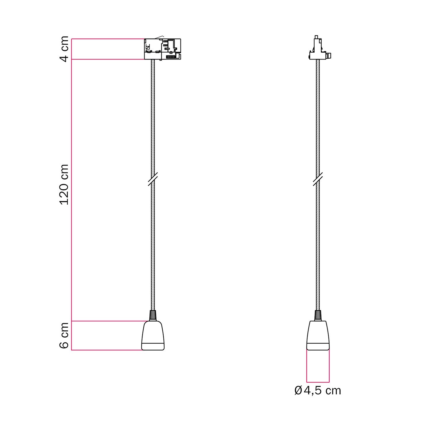 Suspension pour rail vintage avec finition en porcelaine