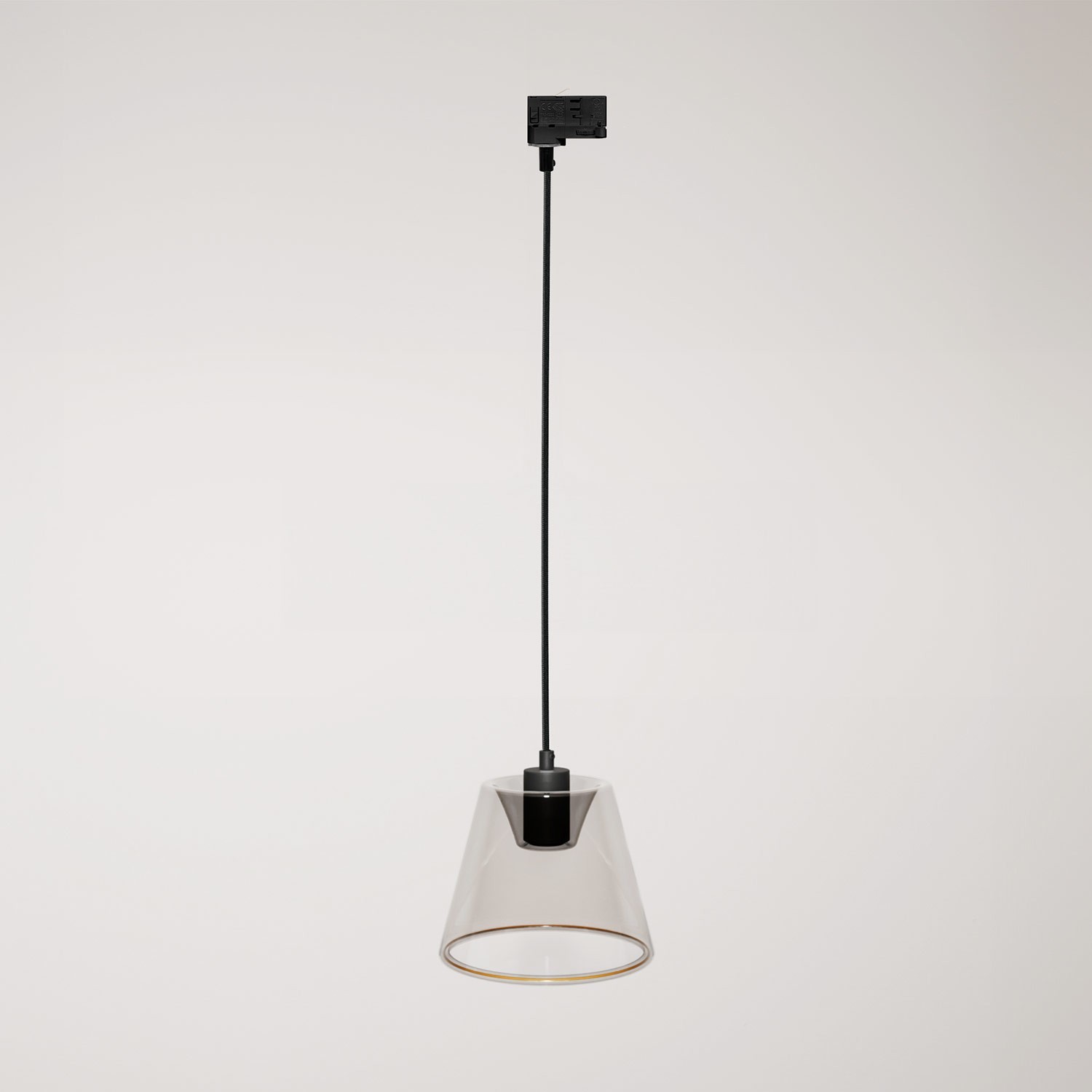 Hanglamp voor rails met smoky kegelvormige Ghost lamp