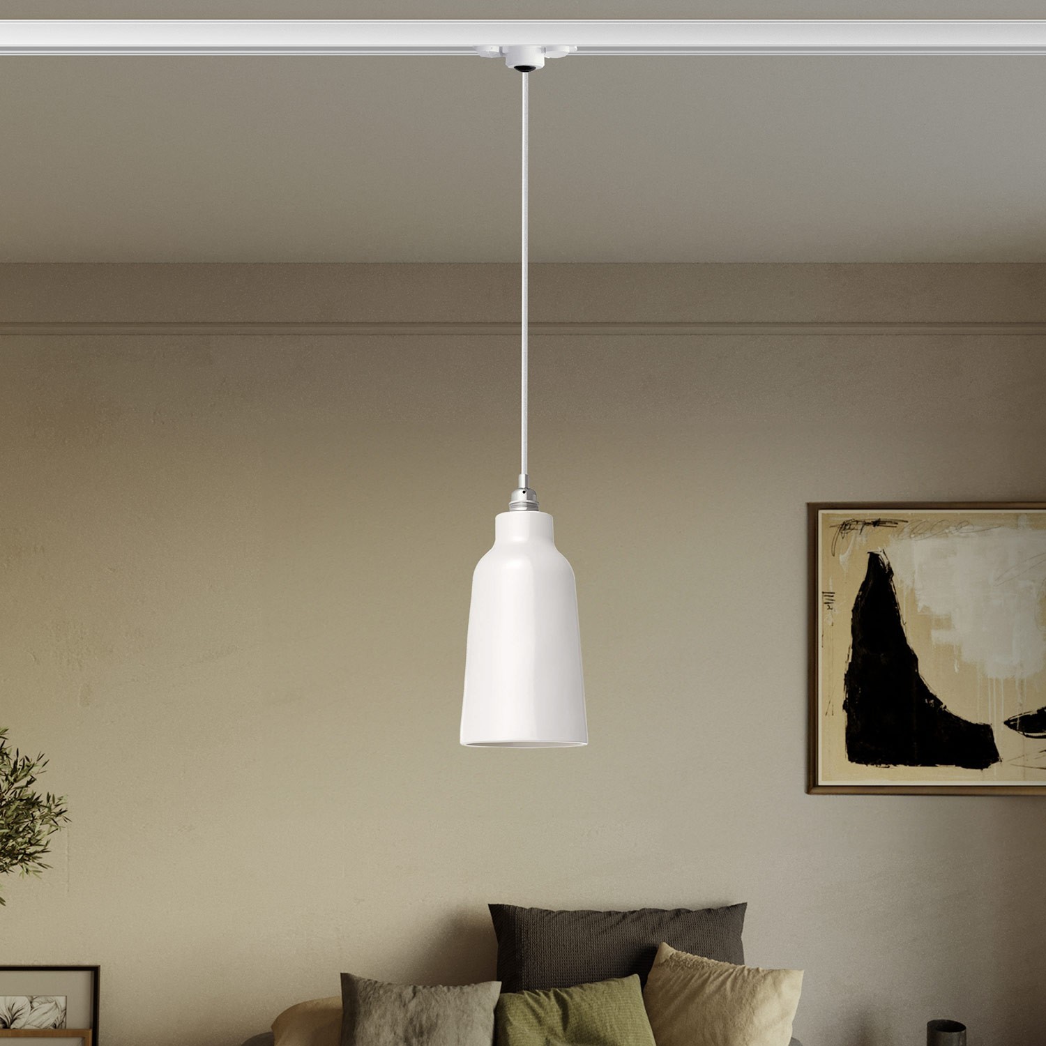 Hanglamp met Bottiglia lampenkap en railadapter