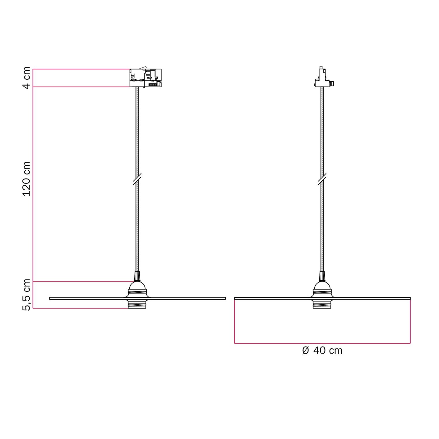 Rail hanglamp Ellepi XL met kap