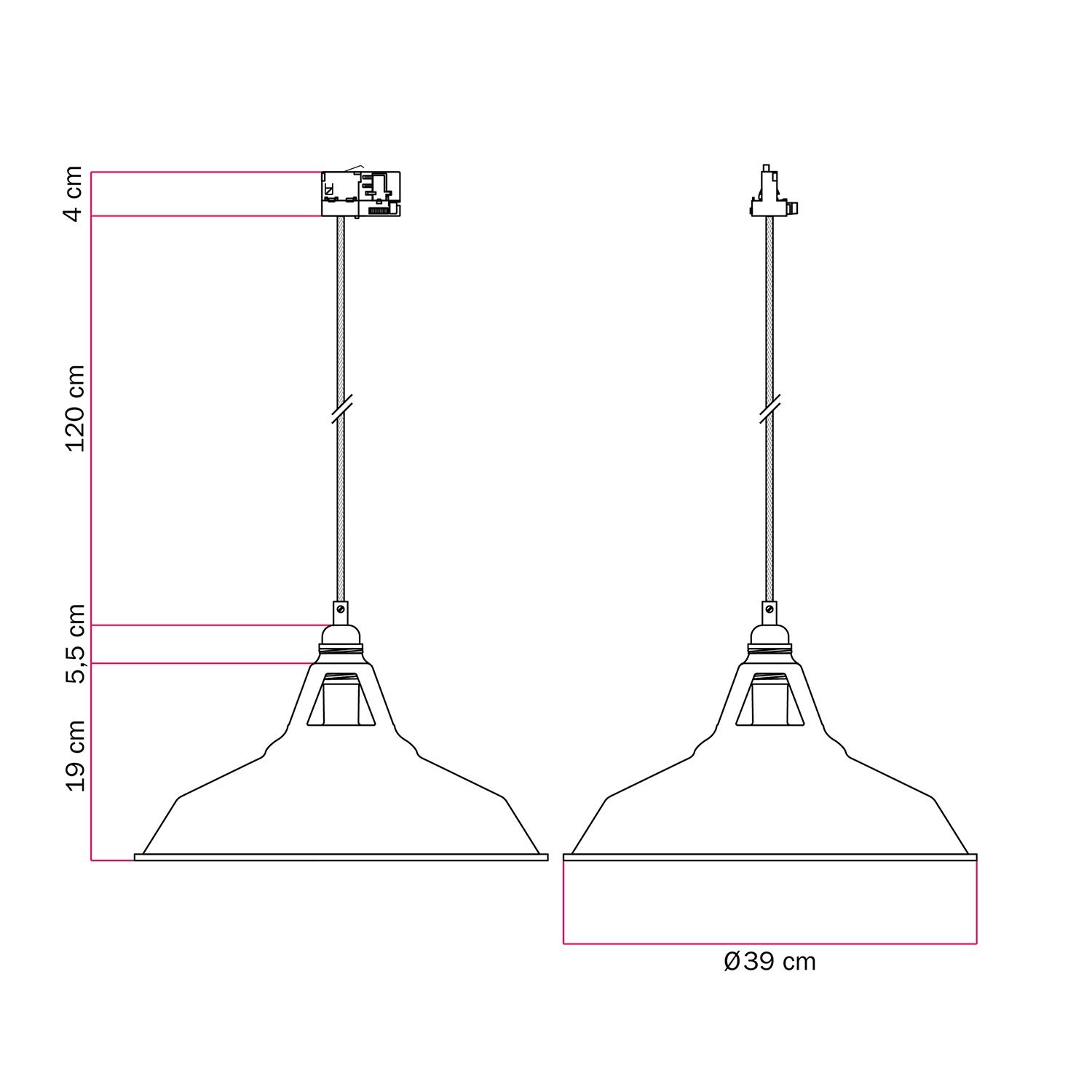 Harbour track lamp met kap