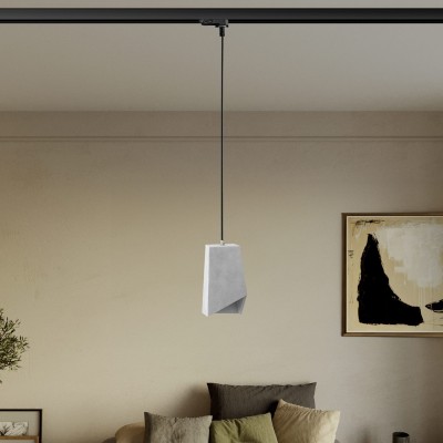 Prisma betonnen track hanglamp met lampenkap