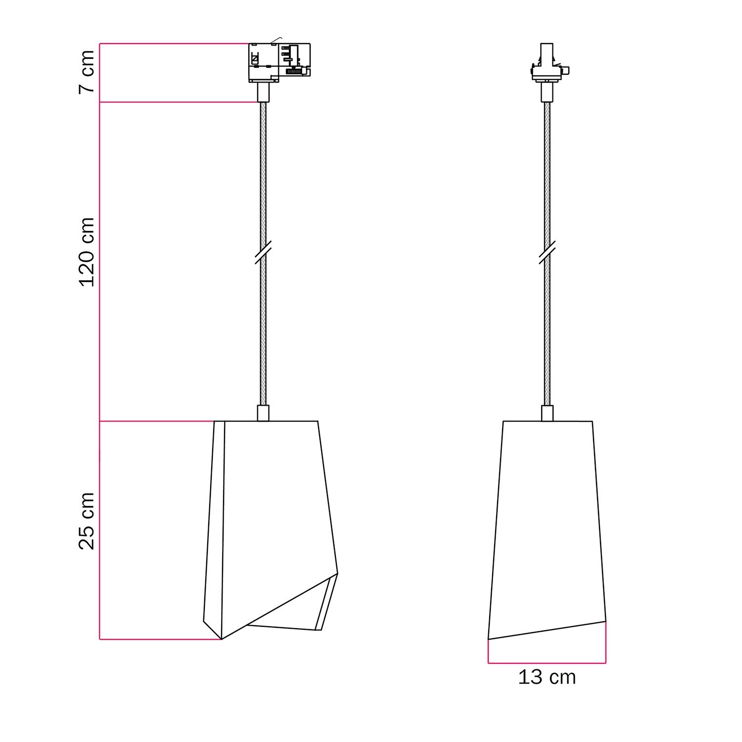 Suspension pour rail avec abat-jour en ciment Prisma