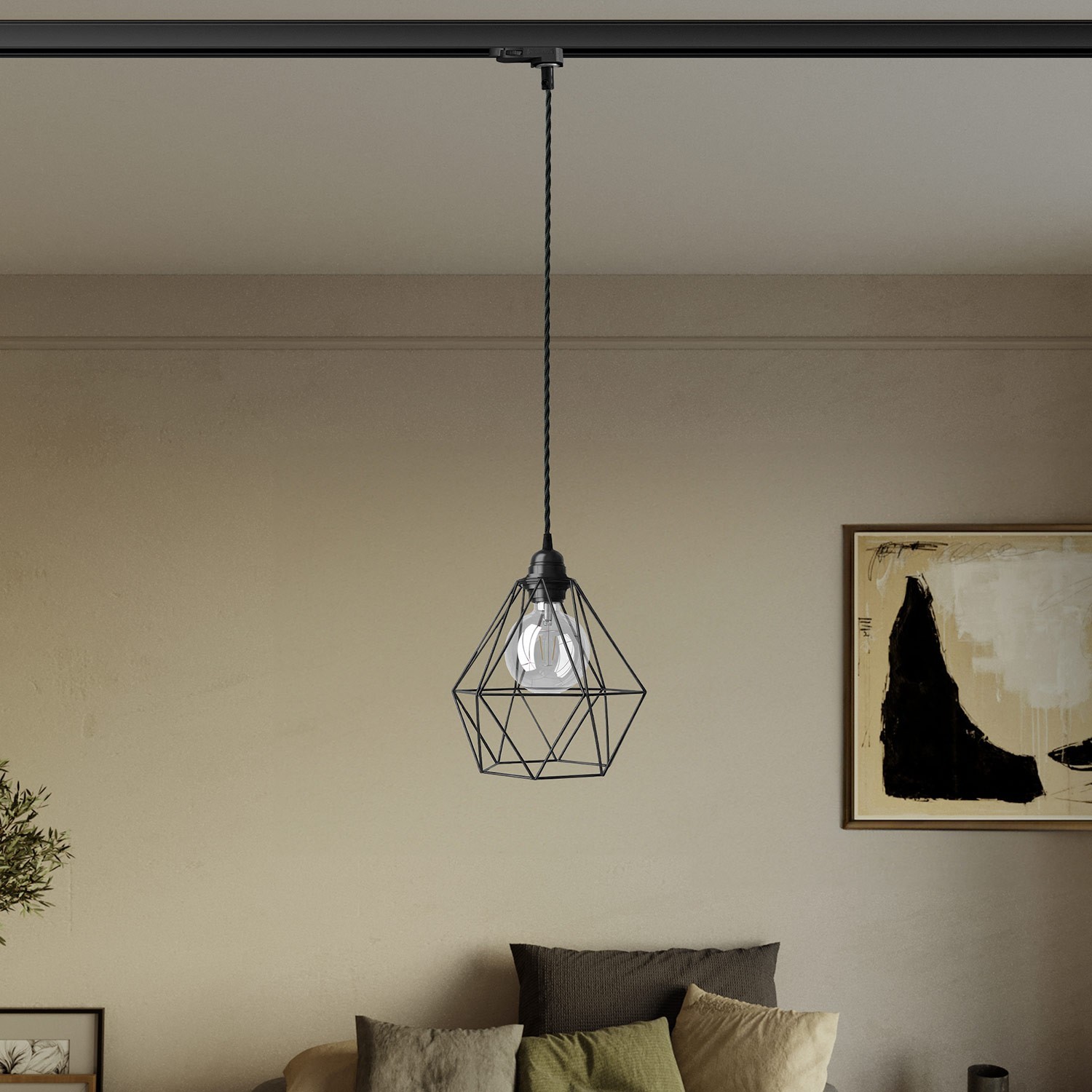 Diamond kooi hanglamp voor rails