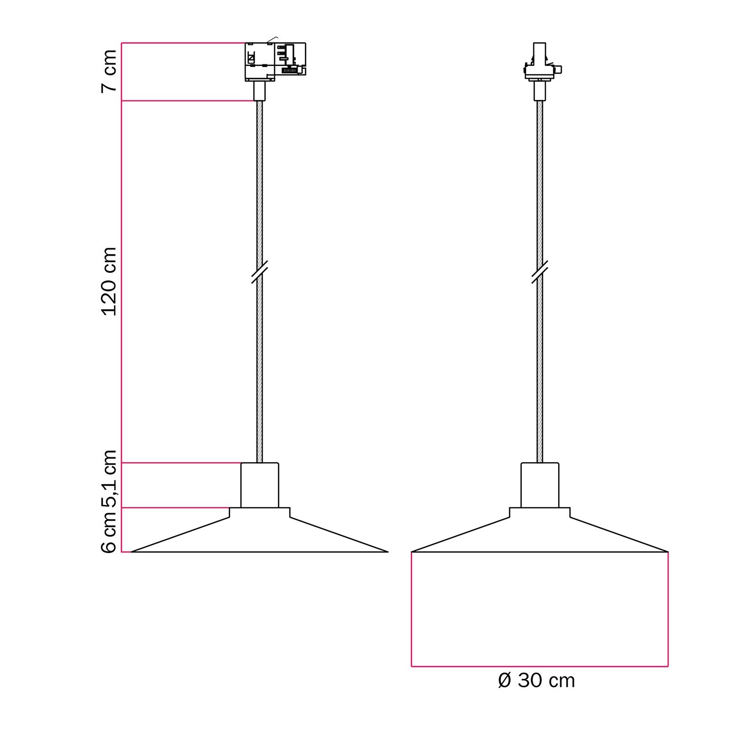 Swing Pastel hanglamp met kap voor railsystemen