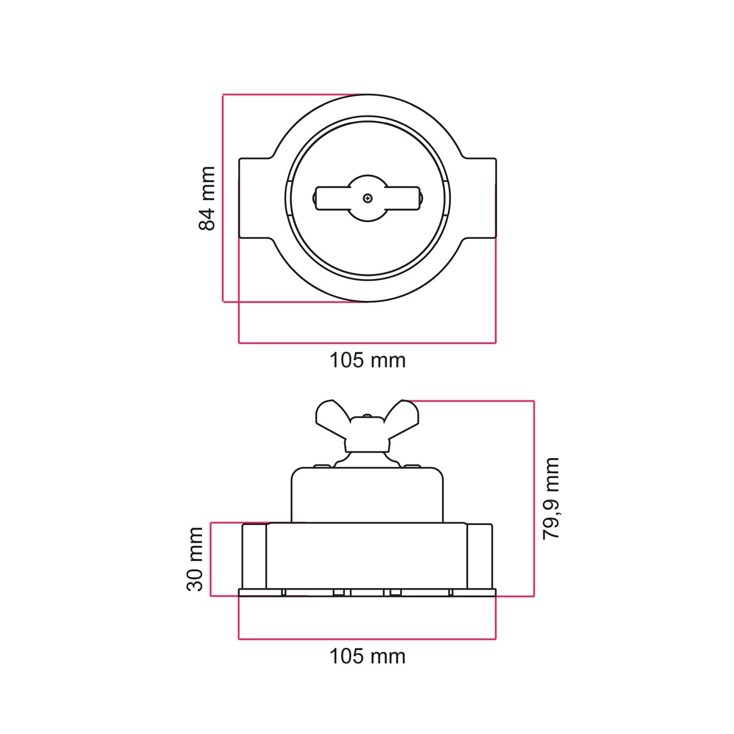 Kit interrupteur/déviateur avec écrou papillon et socle pour Creative-Tubes en porcelaine blanche