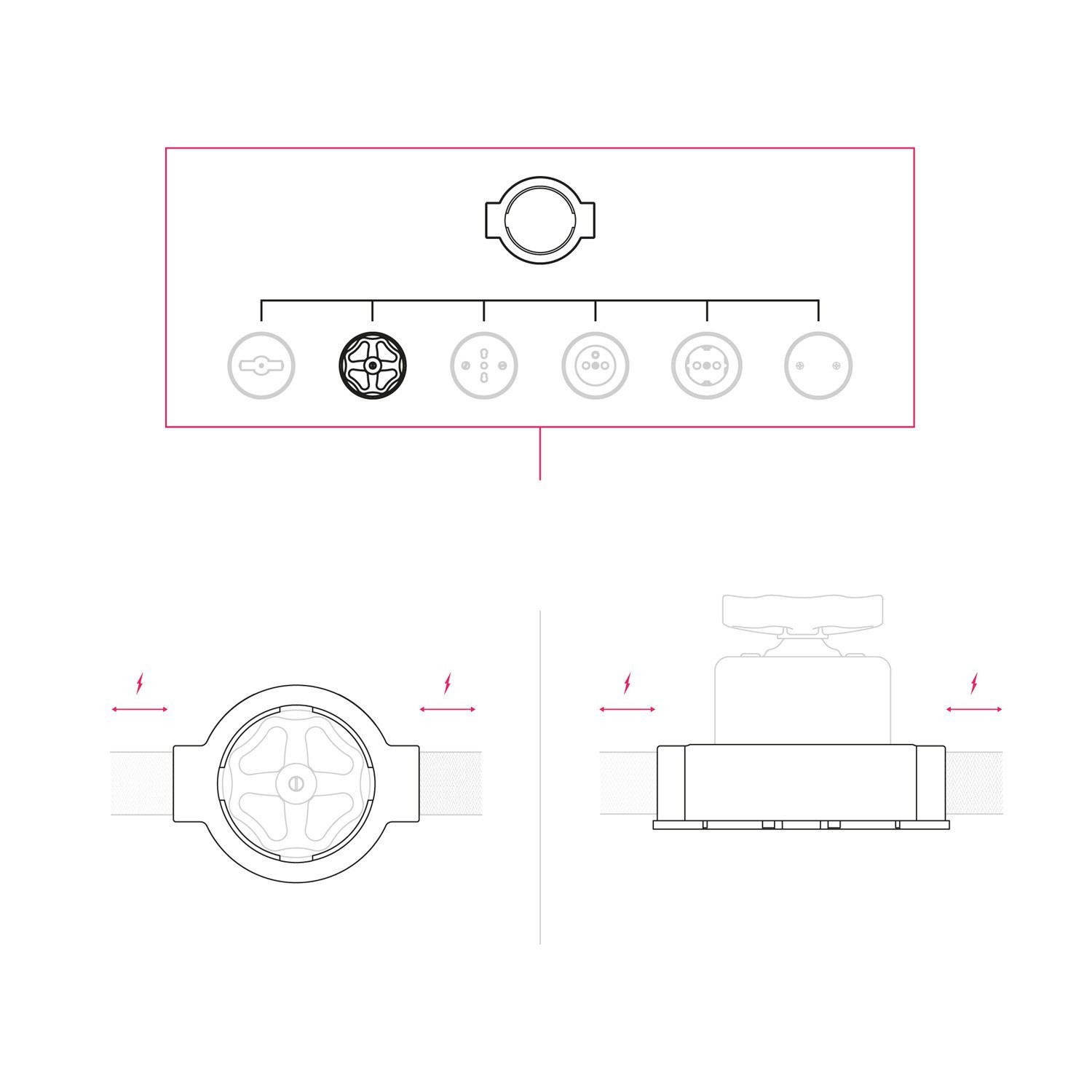 Kit interrupteur/déviateur à bascule avec bouton et base pour Creative-Tubes en porcelaine blanche