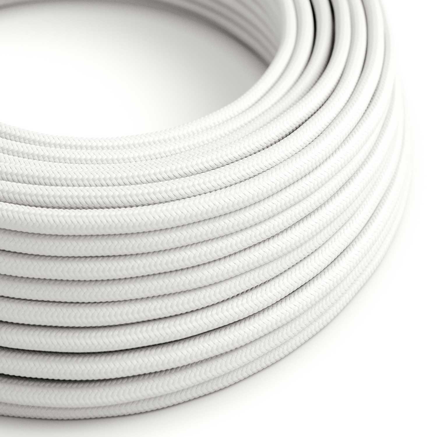 Câble textile Blanc Optique brillant - L'Original Creative-Cables - RM01 rond 2x0,75mm / 3x0,75mm