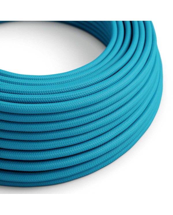 Câble textile Bleu Cyan brillant - L'Original Creative-Cables - RM11 rond 2x0,75mm / 3x0,75mm