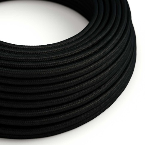 Câble textile Noir Charbon brillant - L'Original Creative-Cables - RM04 rond 2x0.75mm / 3x0.75mm