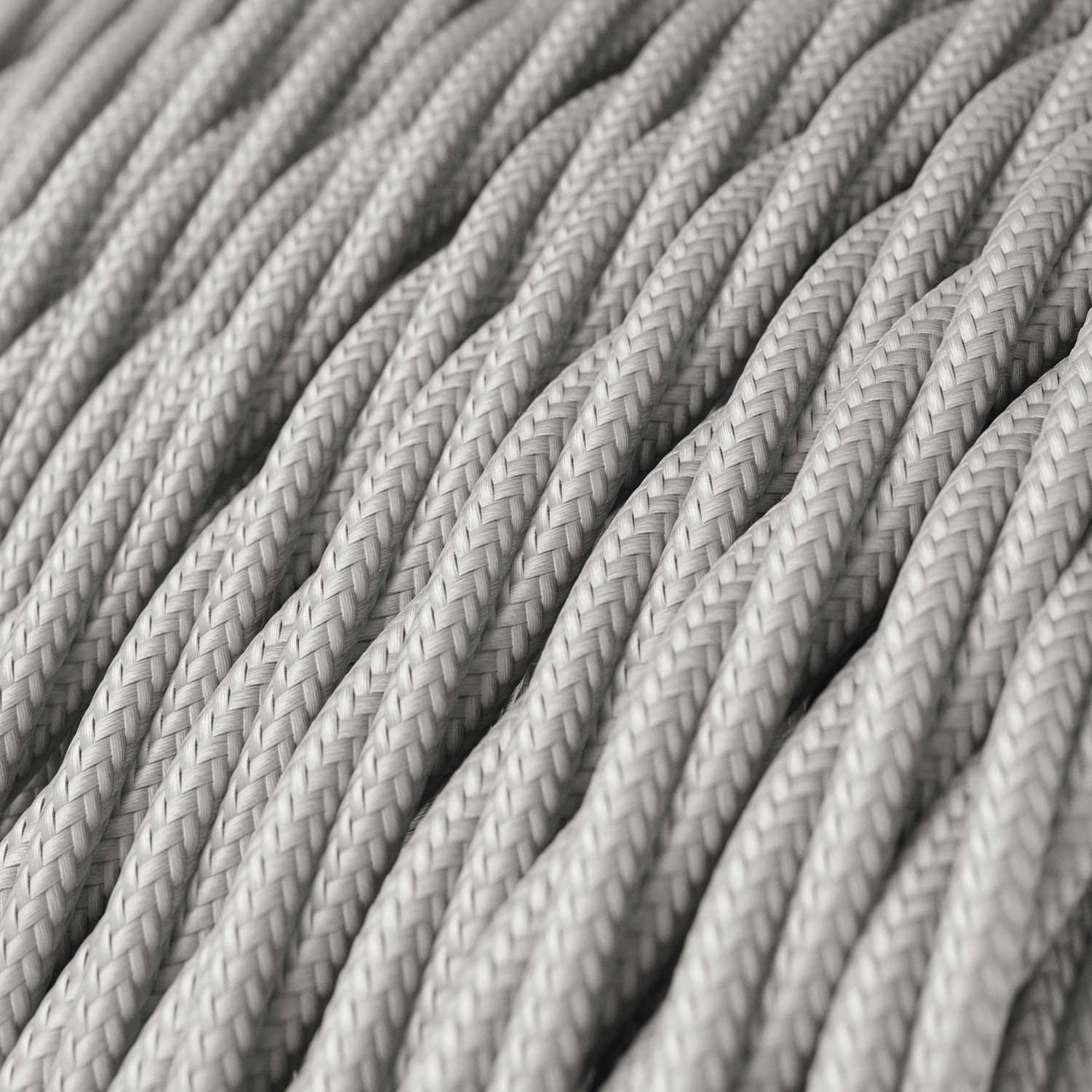 Câble textile Argenté brillant - L'Original Creative-Cables - TM02 tressé 2x0,75mm / 3x0,75mm