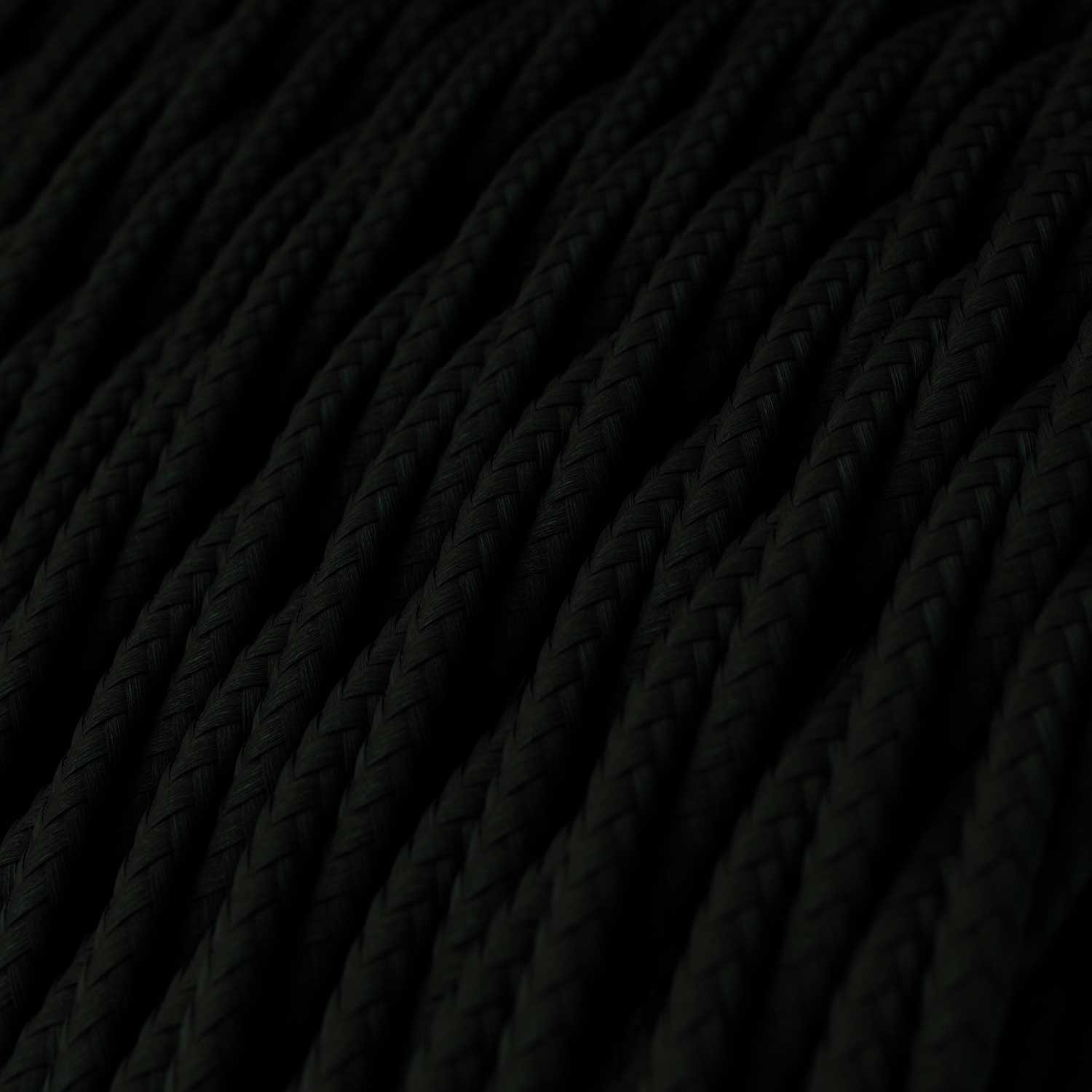 Câble textile Noir Charbon brillant - L'Original Creative-Cables - TM04 tressé 2x0.75mm / 3x0.75mm