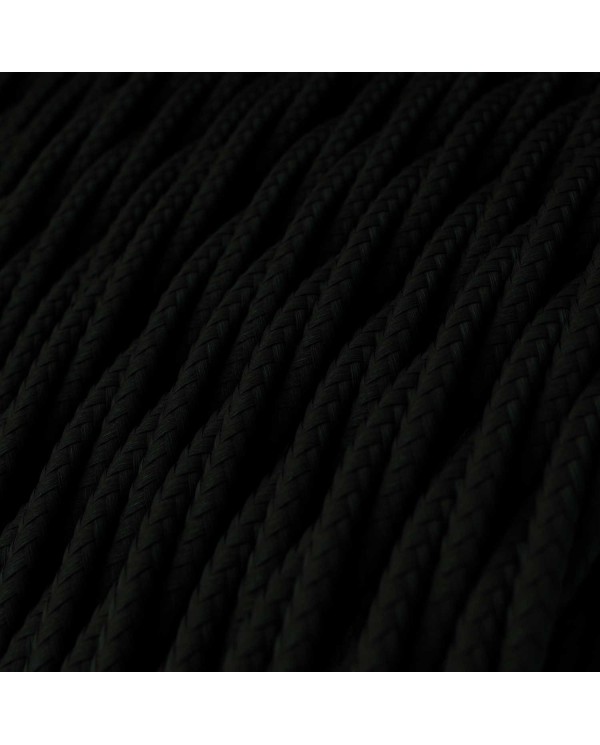 Câble textile Noir Charbon brillant - L'Original Creative-Cables - TM04 tressé 2x0.75mm / 3x0.75mm