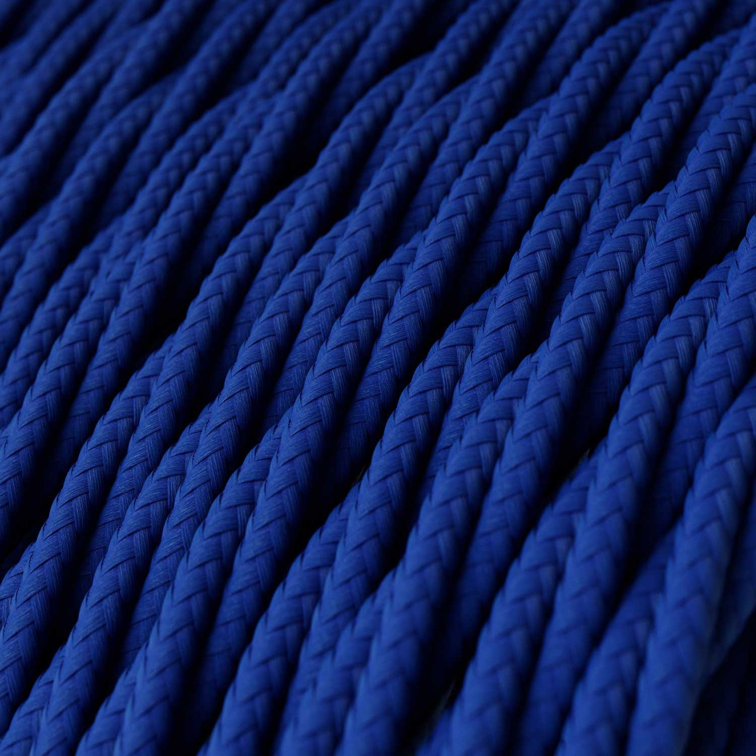 Gevlochten flexibele electriciteit textielkabel van viscose. TM12 - blauw