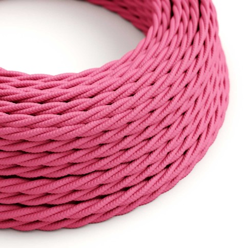 Gevlochten flexibele electriciteit textielkabel van viscose. TM08 - fuchsia