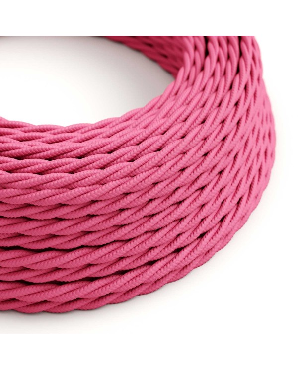 Gevlochten flexibele electriciteit textielkabel van viscose. TM08 - fuchsia