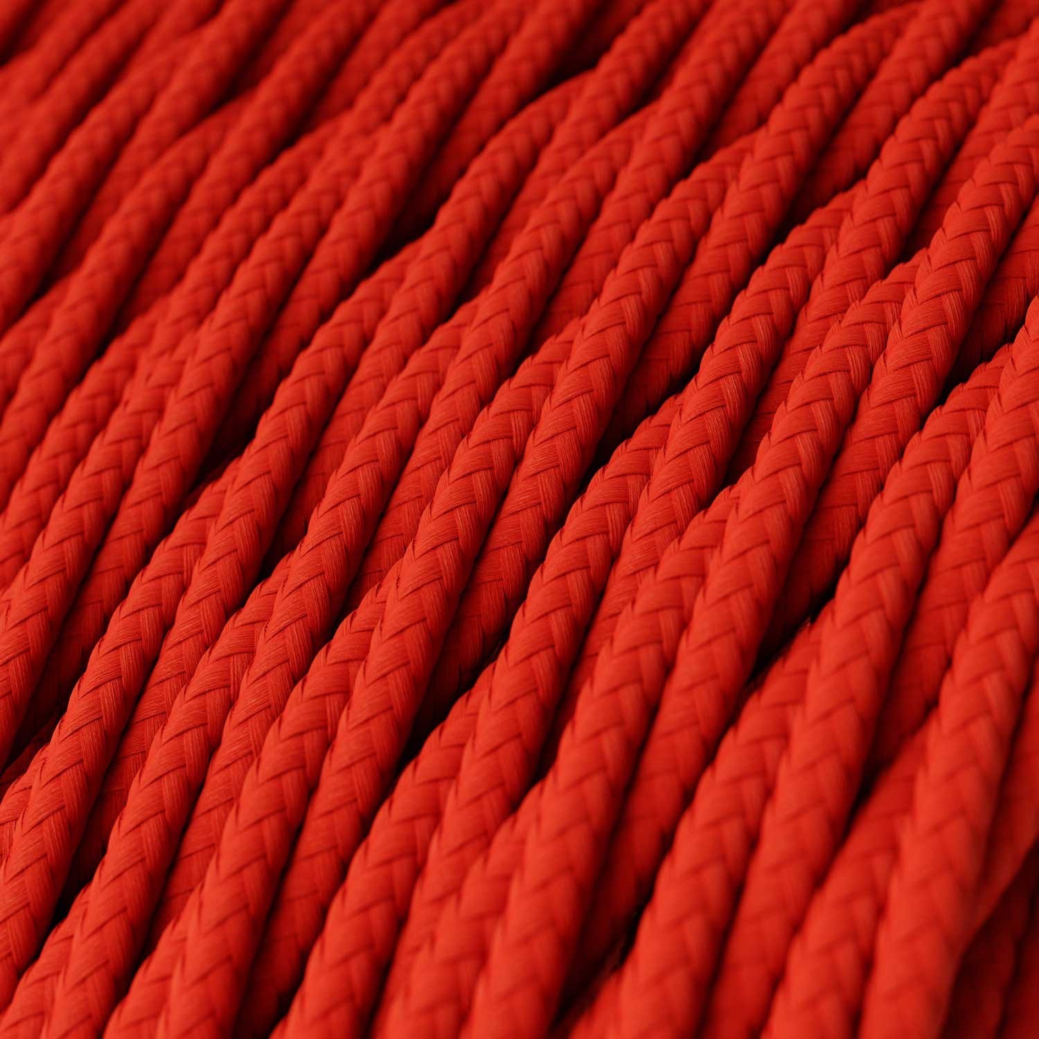 Câble textile Rouge Feu brillant - L'Original Creative-Cables - TM09 tressé 2x0,75mm / 3x0,75mm