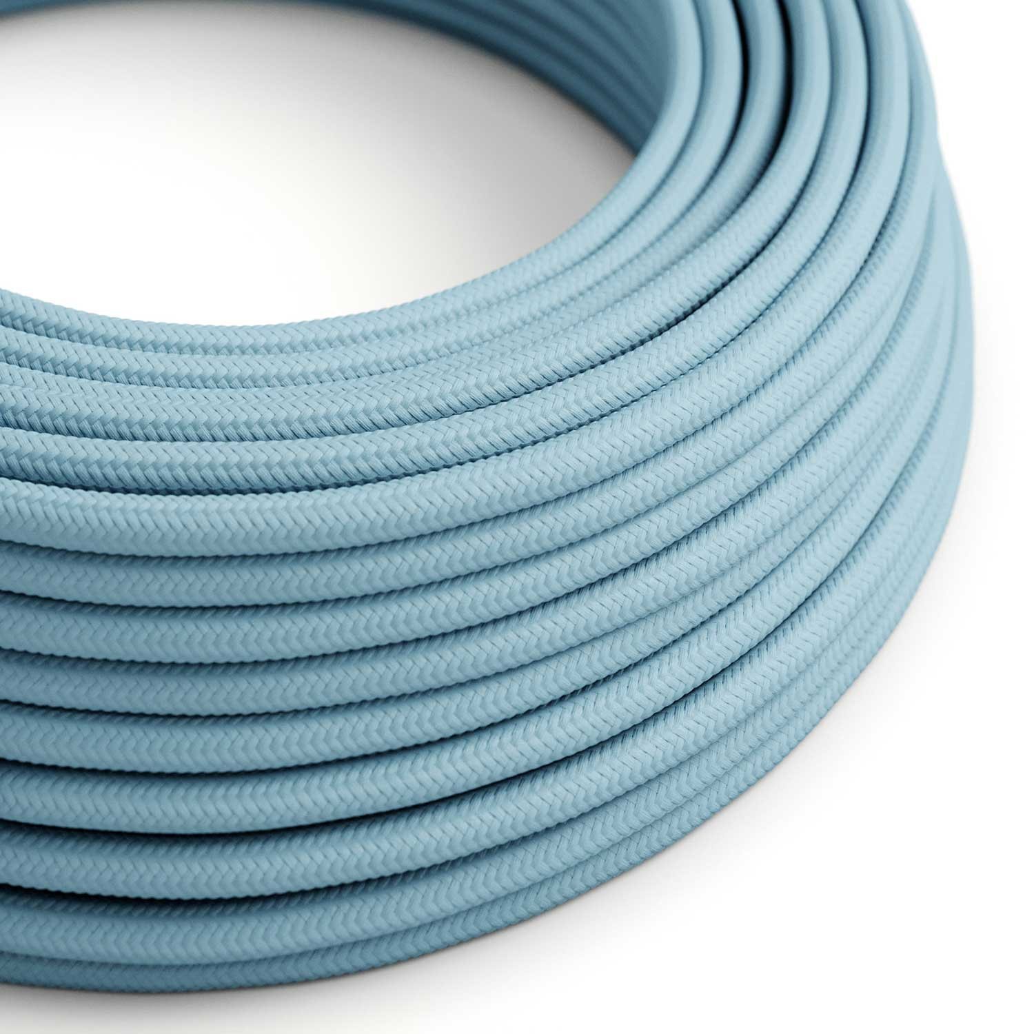 Câble textile Bleu clair baby brillant- L'Original Creative-Cables - RM17 rond 2x0.75mm / 3x0.75mm