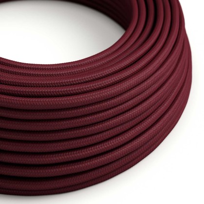 Ronde flexibele electriciteit textielkabel van viscose. RM19 - donkerrood (burgundy)