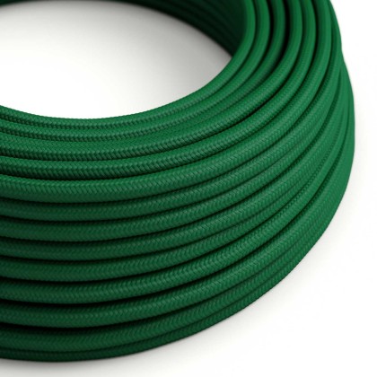 Câble textile Vert forêt brillant - L'Original Creative-Cables - RM21 rond 2x0,75mm / 3x0,75mm