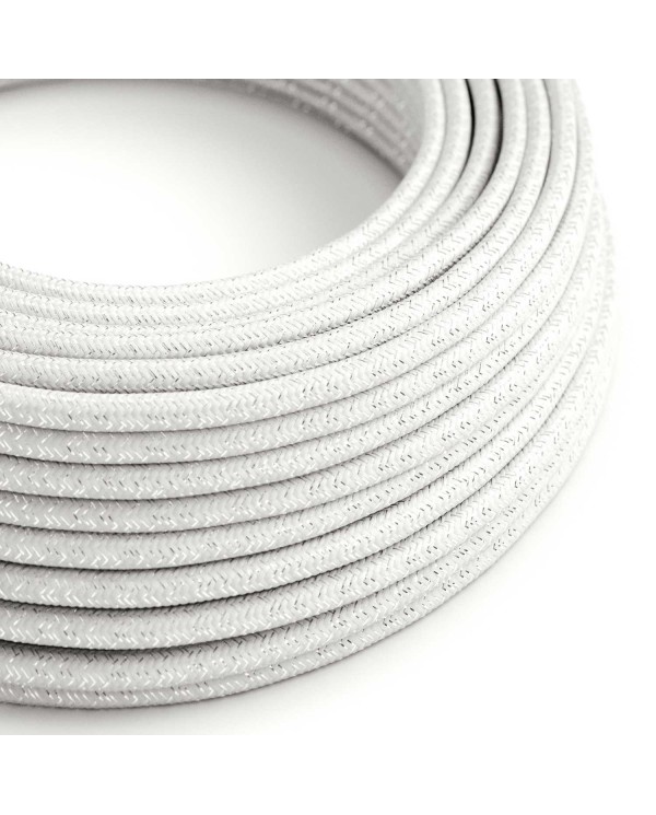 Câble textile Blanc pailleté brillant - L'Original Creative-Cables - RL01 rond 2x0,75mm / 3x0,75mm