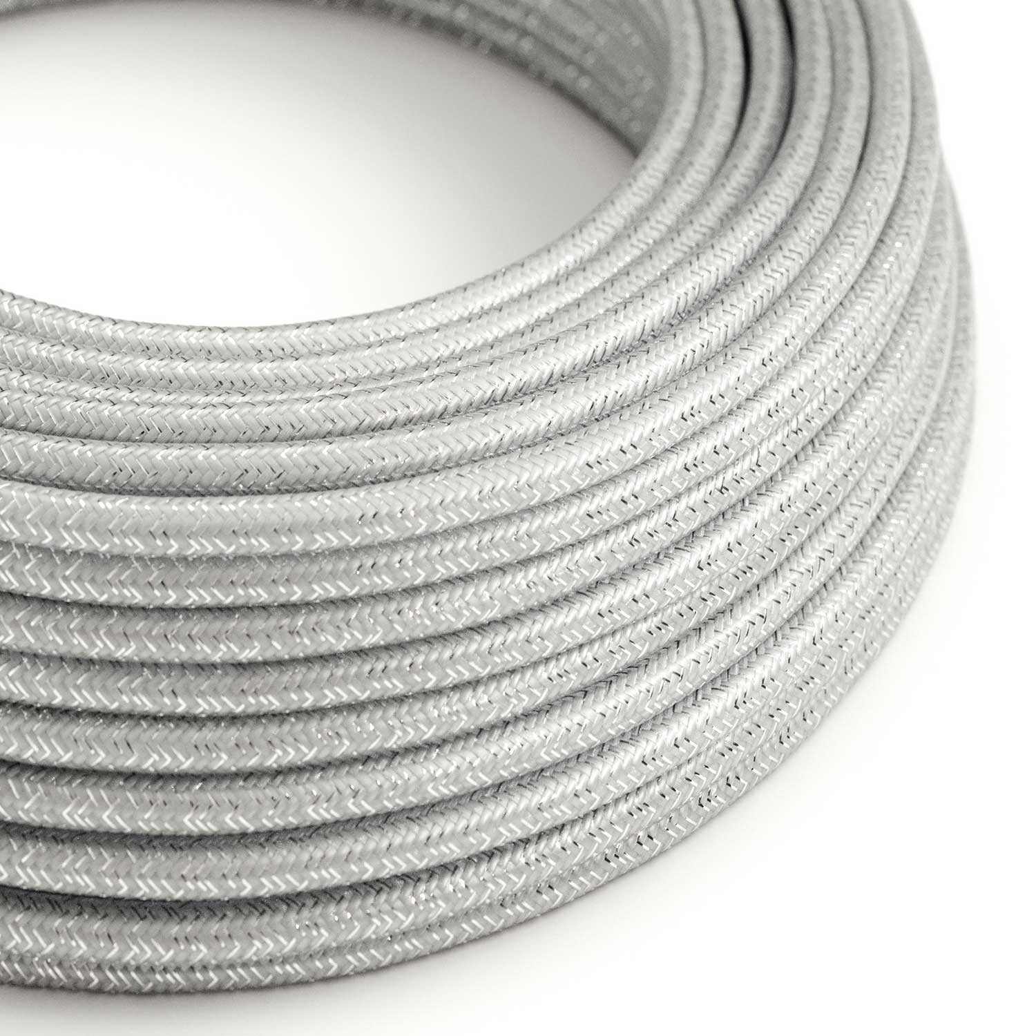 Câble textile Argenté pailleté brillant- L'Original Creative-Cables - RL02 rond 2x0,75mm / 3x0,75mm