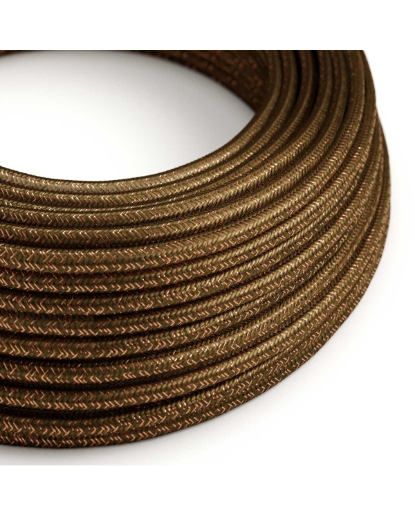 Câble textile Marron espresso pailleté brillant - L'Original Creative-Cables - RL13 rond 2x0,75mm / 3x0,75mm