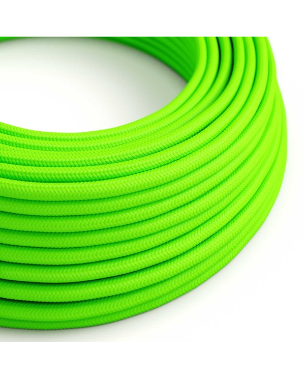 Ronde flexibele electriciteit textielkabel van viscose. RF06 - fluo groen